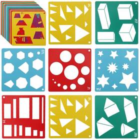 97323 Luter 20pcs Drawing Stencils For Kids Geometric Shapes 5 Colors Simple St