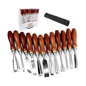 Woodworking002 Lwcusnj 12-piece Wood Carving Chisel Set - Cr-v 60 Steel Multi-shape Edge Gouges Carv
