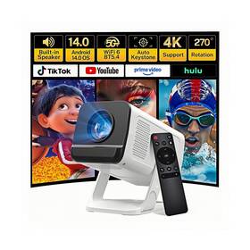 X1ar Lyncast Mini Projector With Wifi 6 And Bluetooth 5.4 Built-in Apps For Bedroom Portab
