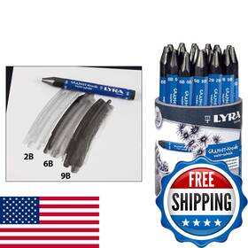 B00524ezeq Lyra Graphite Crayons Assorted Degrees Water-soluble Set Of 24 Black