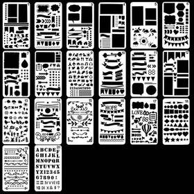 668856n Lystin Journal Stencil 20 Pcs Plastic Planner Stencils Set For Notebook Diar