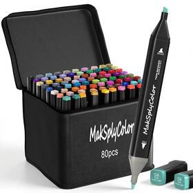 B0ft2rnqng Maksplycolor 80 Dual Tip Alcohol Markers Set - Brush And Chisel Art Manga Sketc