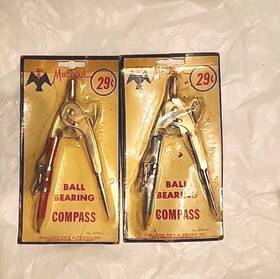 2-mallard Mallard No.5760-c Ball Bearing Compass With Safety Pointed Tip Made In Usa Nos Lot