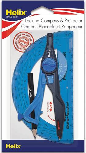 18803 Maped Helix - Plastic Locking Compass And Protractor 2 Piece Set Geometry Draf