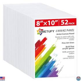 B087cpq9gw Martha Stewart 52-pack 8x10 Inch Blank Canvas Panels 100% Cotton Pre-primed For Painting