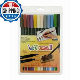 B0027j47my Marvy Uchida 1122-12d Le Plume Ii Double-ended Markers With Brush And Fine Tips Basic