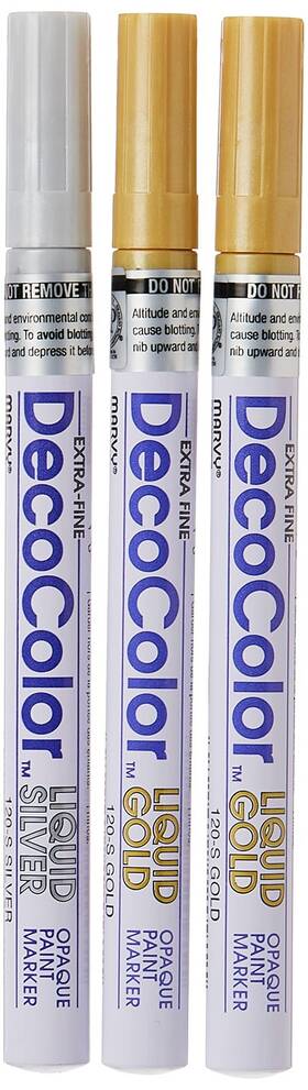 B00a6vvo1m Marvy Uchida Decocolor Extra Fine Point Pen Silver/gold 3-pack Art Craft Write