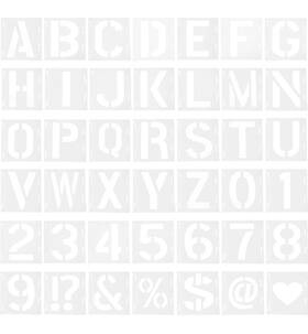 Meccanixity 619668082374 42pcs 5 Inch Letter Stencils Alphabet Number Stencil Interlocking White