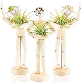 Fd-ep-230201-2595 Melphoe 3 Pack Air Plant Holder Wooden Jointed Mannequin Tabletop Flexible Sh