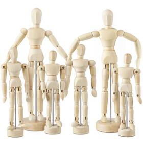 Manikin-6444 Menkxi 6 Pcs Artist Mannequin Model Wooden Manikin Drawing Moveable Figure Wi