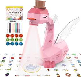 899-189y Mfeesyob Drawing Projector For Kids Swan Design 96 Stencils Pink Ages 3