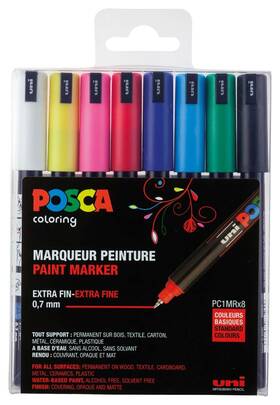 181708  Mitsubishi Uni-ball Uni Posca Markers With Calibrated Tips Set Of 8 Grundfarben