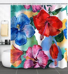 Mkikejoy 778416229437 Colorful Shower Curtian Watercolor Flower For Kids Teens Adults Curtai