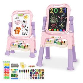 Mojitodon 779776963689 Art Easel For Kids Adjustable Standing Rotatable Double Sided With Pai