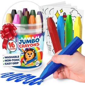 B0dbhrp6sk Momo & Nashi Jumbo Crayons For Toddlers Kids Ages 1-8 - 16pk Washable Non-toxic Easy Grip