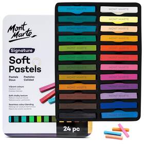 B09ms5g25h Mont Marte Signature Soft Pastels 24pc Set - Vibrant Assorted Colors In Tin Box