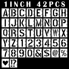 Mossdecals001d Mossdecal 42pcs Alphabet Stencils 1 Inch 42 Pcs Reusable Plastic Letter And N