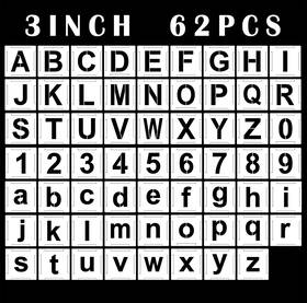 Mossdecals004b Mossdecal 3 Inch Letter Stencils For Painting 62 Pcs Reusable Plastic Number St