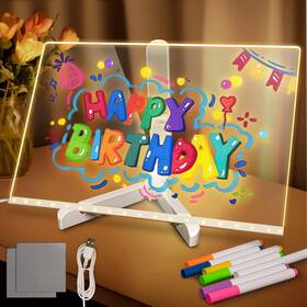 Huaban01 Mouzakon Dry Erase Board With Light 12 Inch X8 7-color Neon Glow Memo Led Light-up Messag