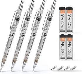 Mozart Supplies 646437675284 Mechanical Pencil Set With Case - 4 Sizes 0.3 0.5 0.7 And 0.9mm