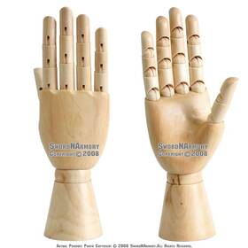 A013-1r Munetoshi Wood Artist Right Hand With Jointed Fingers Product Showroom Display Stand