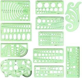 Mwellewm 445024850881 11 Pcs/set Geometric Drawing Template Stencils Rulers Multi-fun