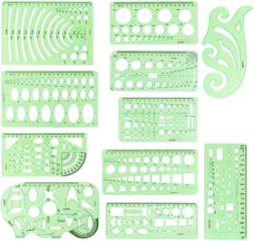 Mwellewm 445056515512 11 Pcs/set Geometric Drawing Template Stencils Rulers Multi-fun