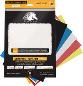 Myartscape 711181777420 Graphite Transfer Paper 20 Mixed Sheets - Wax Free Erasable Smud