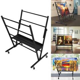 Myoyay 975281408941 Art Print Display Rack With Rolling Casters Black Storage For Canva