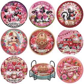 Negekfkx 771094352572 8 Pcs Valentines Day Diamond Art Painting Coaster-15