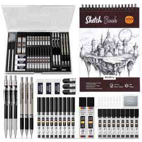 Mg1235 Nicpro 37pcs Art Drawing Supplies Kit Metal Mechanical 37 Black Silver Gray