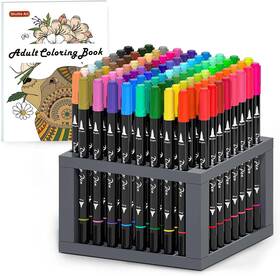 No 727261085767 Art 96 Colors Fine And Brush Dual Tip Markers Set With Pen Holder 1 Coloring