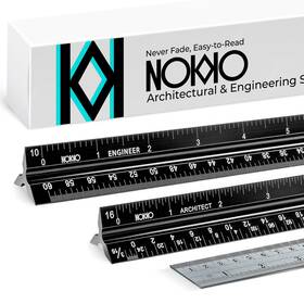 Nokko 691047014077 12 Inch Architectural And Engineering Scale Ruler Set - Professional Ar