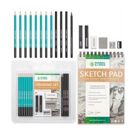 Lind0004 Norberg & Linden Drawing Set - Sketching And Charcoal Pencils 100 Page Pad Kneaded