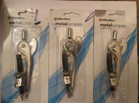 Om99438 Office Max Metal Compass Pack Of 3 Sealed- Cuts On Packets Read