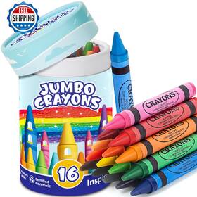 B0dnwpmzb9 Officygnet 16 Jumbo Washable Crayons For Toddlers - Easy Grip Non-toxic Large Art Set