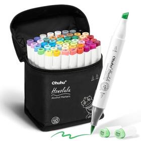 B07nrb5g3q Ohuhu 48 Color Alcohol Markers Dual Tip Brush Chisel Refillable Art Set