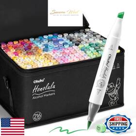 B08n4dd8hq Ohuhu 216-color Alcohol Brush Markers Honolulu Series - Dual Tip Art Set Refilla