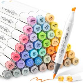 B097thcblr Ohuhu Alcohol Brush Markers 48 Mid-tone Colors - Ap Certified Double Tipped