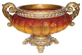 Ok-2856b Ok Lighting 768189908837 13 Inch H Gold Amber Centerpiece