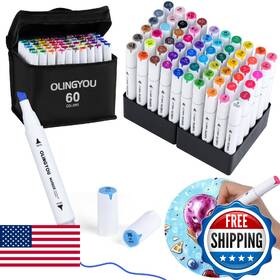 B0dw3ywbzv Olingyou 60 Colors Alcohol Markers With Base Dual Tip Drawing For Comics
