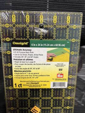 Omnigrid 762511100241 6 Inch X 24 Ultimate Accuracy #1 All Purpose Ruler Quilting Drawing