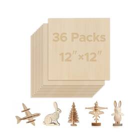 Omt-0001-02 Omtech 36 Pack Birch Plywood Sheets 12x12 Inch For Crafts ... Fast Ship