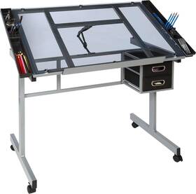 Onespace 689991333344 Craft Station With Blue Glass Drafting Silver