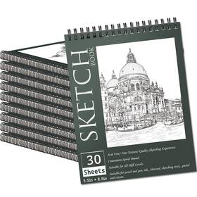 Osimig 768523850068 10 Pack 5.5 8.5 Inch Sketch Books 300 Sheet Drawing Paper Mini
