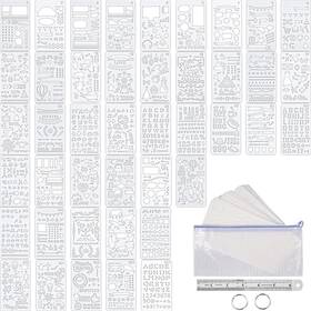 Outus 705353549052 48 Pieces Journal Planner Stencils Plastic Bullet Stencil With A6 File Bag Stee