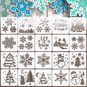 B0b93bvjvl Outus 20 Pcs Winter Christmas Stencils For Painting Wood Canvas Reusable Let It Snow D