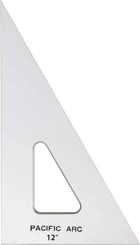 2030c-12 Pacific Arc Drafting Triangle 12-inch 30/60/90 Degrees Clear Acrylic