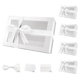 M-5w-kc-sd Packqueen 5 Large White Gift Boxes With Windows 13.5x9x4.1 Inches Clear Gift... Fast Ship