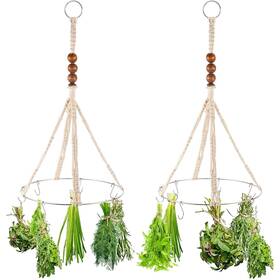 Herb-2 Pamase 2 Pcs Hanging Drying Rack For Herbs - Macrame Mobile Flower Hanger Wit